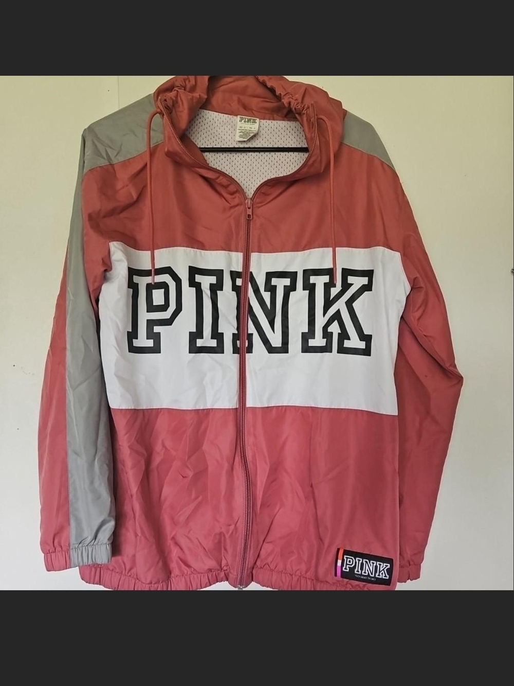 PINK Victoria's Secret Girls' Colorblock Windbreaker Jacket in Dusty Rose Xs